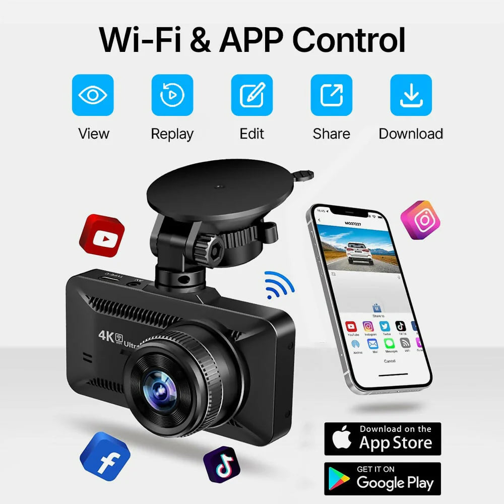 Dashcam 4K DX6 – Enregistrement Ultra HD avec caméras avant/arrière, vision nocturne et surveillance 24h/24